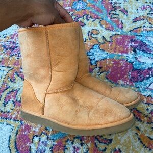 UGG Classic Short Orange Suede Leather Sheepskin Lining Boots 5825 Women Size 9